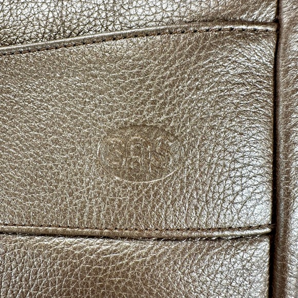 SAS Gold Metallic with Keychain Attachment hand Sewn Crossbody Leather - Picture 2 of 12